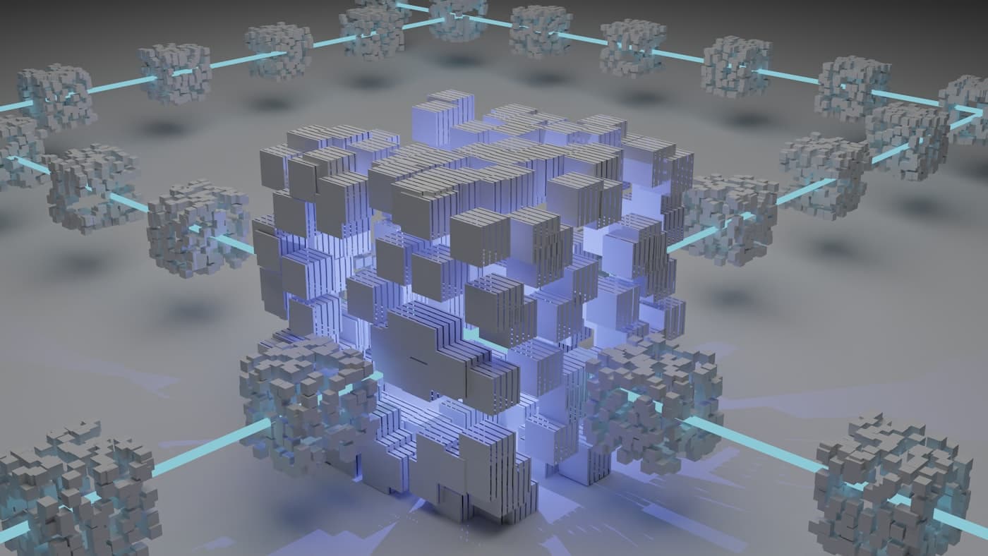 Abstract network of illuminated digital connections